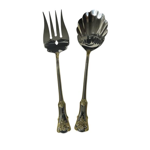 Royal Albert Old Country Roses 2 Piece Buffet Serving Set Stainless 18/10